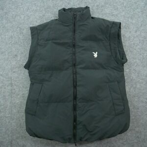 Playboy x Pacsun Jacket Vest Mens Medium Black Puffer Logo Sleeveless
